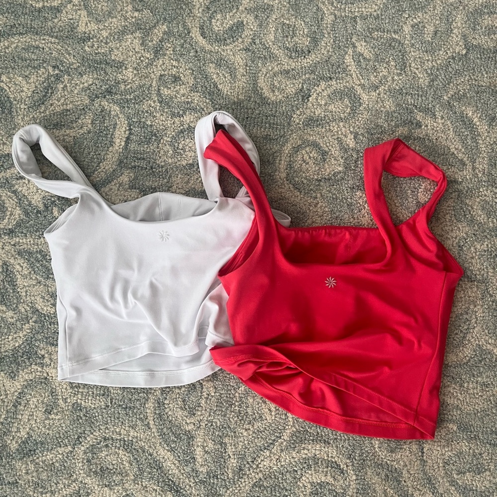 Athleta Pink and White Tank Tops - Picture 2 of 4